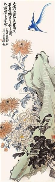 Flower And Bird Oil Painting by Huang Shanshou