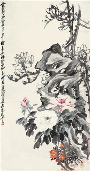 Flower Oil Painting by Huang Shanshou