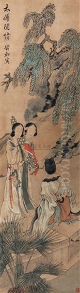 Landscape And Character Oil Painting by Huang Shanshou