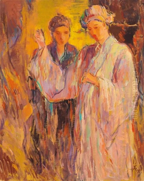 Taiwanese Opera Oil Painting by  Huang Yu