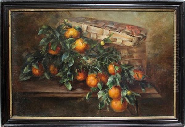 Stillleben Mit Orangen Vor Korb Oil Painting by Leon Charles Huber