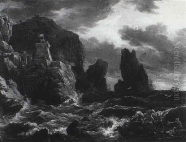 Abklingender Sturm Vor S_ditalienischer Kuste Oil Painting by Wilhelm Jakob Huber