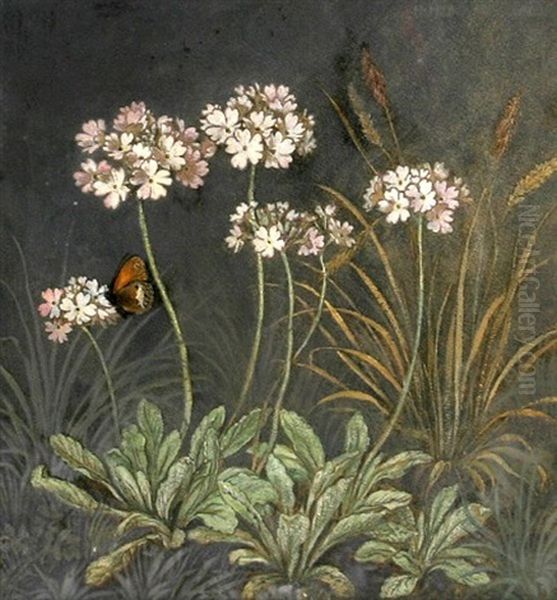 Wiesenblumen Mit Schmetterling Oil Painting by Hans Huber-Sulzemoos