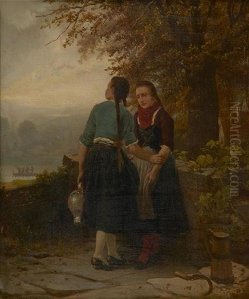 Der Abschied Oil Painting by Carl Wilhelm Huebner