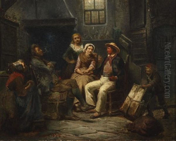 The Marriage Proposal Oil Painting by Carl Wilhelm Huebner