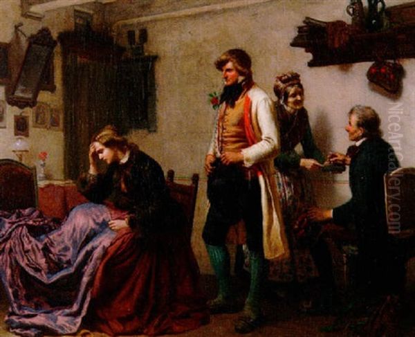 Der Brautigam Oil Painting by Carl Wilhelm Huebner