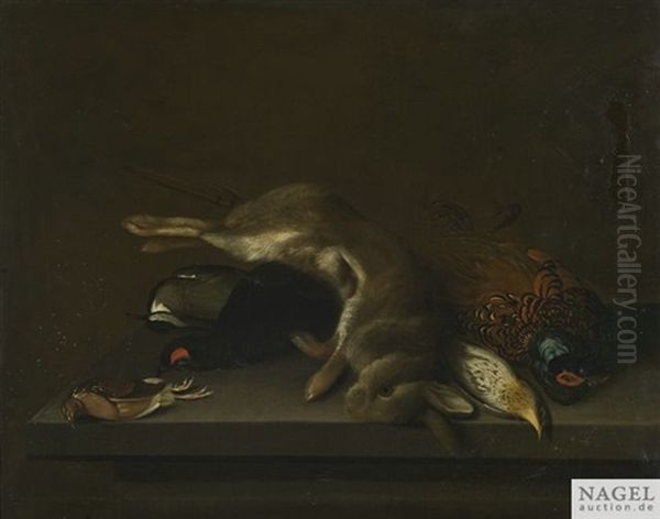 Stilleben Mit Jagdbeute Auf Einer Marmorkonsole Oil Painting by Louis (Lewis) Hubner