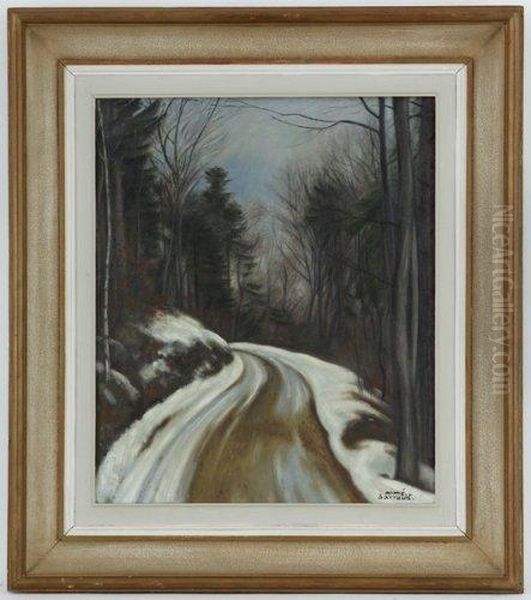 Paysage De Sous-bois Enneige Oil Painting by Aime Barraud