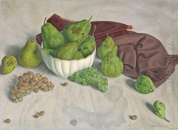 Coupe De Boires Et Raisins Oil Painting by Aime Barraud