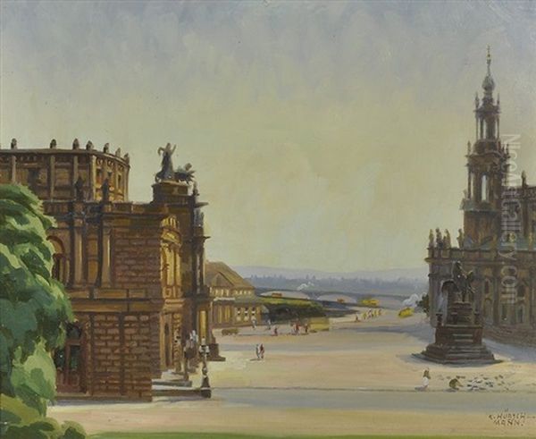 Ansicht Vom Theaterplatz Dresden Oil Painting by Karl Huebschmann