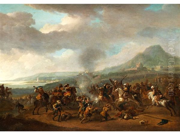 Reiterschlacht Oil Painting by or Huchtenburgh, Jan van Huchtenberg