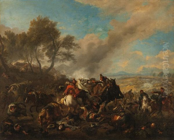Reitergefecht Oil Painting by or Huchtenburgh, Jan van Huchtenberg