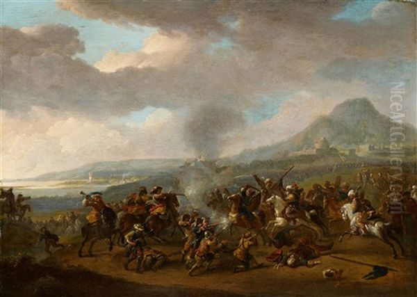 Schlachtenszene Oil Painting by or Huchtenburgh, Jan van Huchtenberg