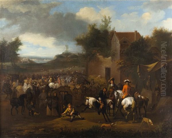 Reiter In Einer Landschaft Oil Painting by or Huchtenburgh, Jan van Huchtenberg