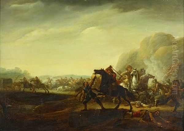 Battle Scene Oil Painting by or Huchtenburgh, Jan van Huchtenberg