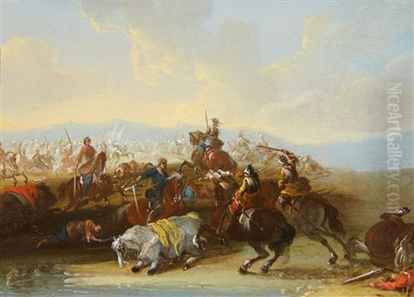 Battle Scene Oil Painting by or Huchtenburgh, Jan van Huchtenberg