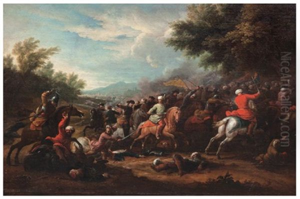 Battle Oil Painting by or Huchtenburgh, Jan van Huchtenberg