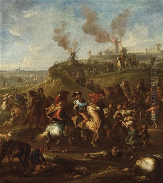Scene D'un Siege Oil Painting by or Huchtenburgh, Jan van Huchtenberg