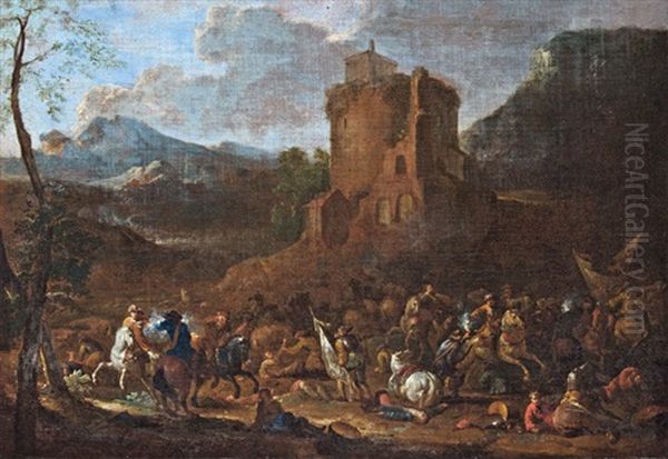 Lovasutkozet Oil Painting by or Huchtenburgh, Jan van Huchtenberg