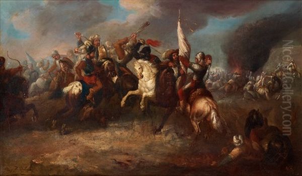 Kavalleribatalj Oil Painting by or Huchtenburgh, Jan van Huchtenberg