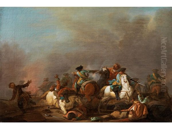 Kleines Schlachtengemalde Oil Painting by or Huchtenburgh, Jan van Huchtenberg