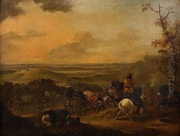 Choc De Cavalerie Oil Painting by or Huchtenburgh, Jan van Huchtenberg