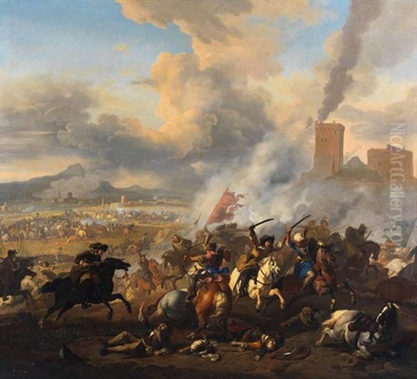 Schlachtenszene Oil Painting by or Huchtenburgh, Jan van Huchtenberg