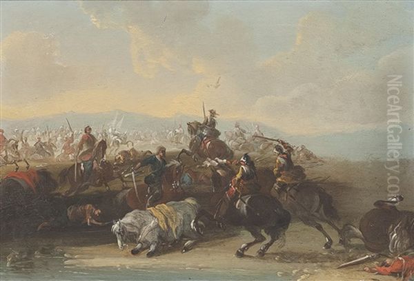 Schlachtenszene Oil Painting by or Huchtenburgh, Jan van Huchtenberg