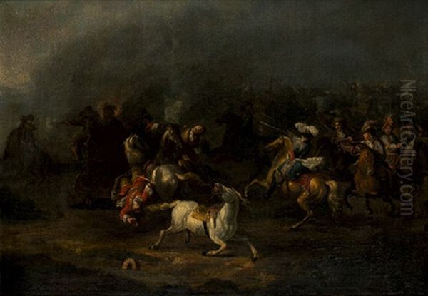 Reitergefecht Oil Painting by or Huchtenburgh, Jan van Huchtenberg