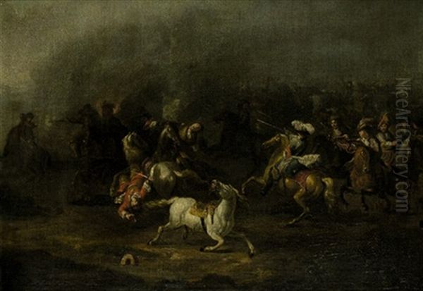 Reiterschlacht Oil Painting by or Huchtenburgh, Jan van Huchtenberg