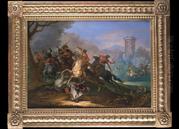 Reitergefecht Aus Den Turkenkriegen Oil Painting by or Huchtenburgh, Jan van Huchtenberg