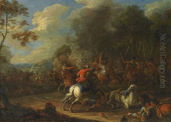 Reiterschlacht Oil Painting by or Huchtenburgh, Jan van Huchtenberg