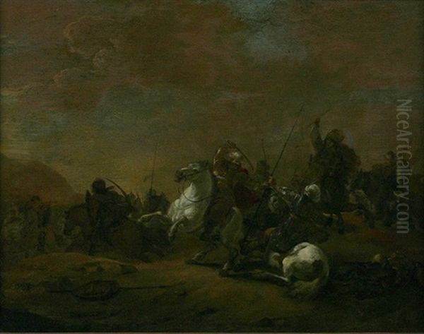 Reitergefecht Im Orient Oil Painting by or Huchtenburgh, Jan van Huchtenberg