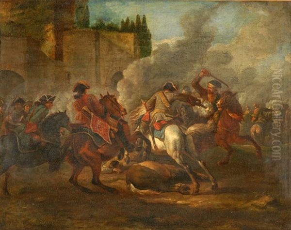 Schlacht Der Kaiserlichen Truppen Gegen Die Turken Oil Painting by or Huchtenburgh, Jan van Huchtenberg
