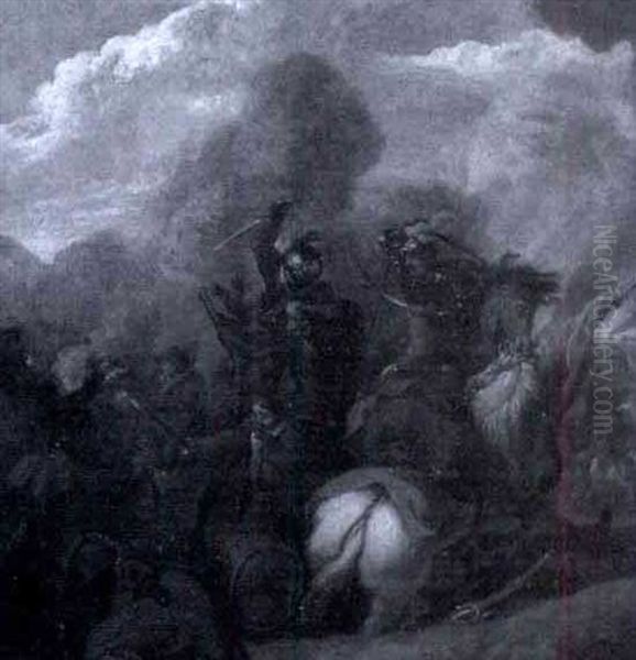 Comrades In Battle (+ The Attack; 2 Works) Oil Painting by or Huchtenburgh, Jan van Huchtenberg