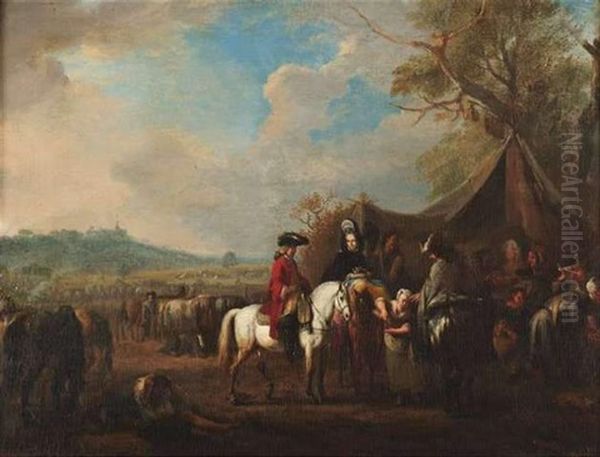 Furstlicher Besuch Auf Dem Soldatencamp Oil Painting by or Huchtenburgh, Jan van Huchtenberg