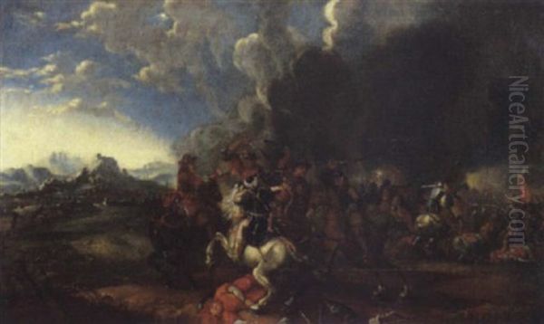 Battaglia Tra Cavalieri Turchi E Cristiani Oil Painting by or Huchtenburgh, Jan van Huchtenberg