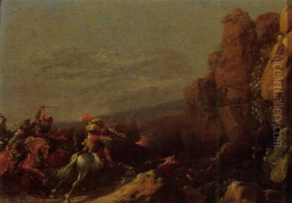 Veldslag Oil Painting by or Huchtenburgh, Jan van Huchtenberg