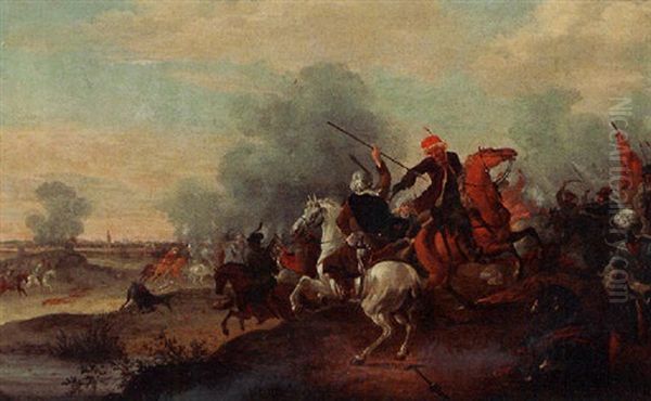 Battle Scene Oil Painting by or Huchtenburgh, Jan van Huchtenberg