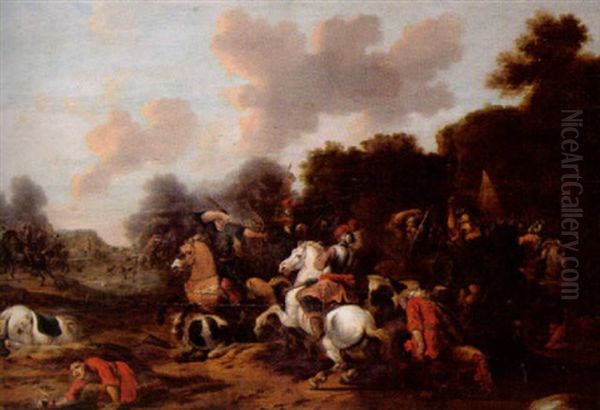 Bataljscen Oil Painting by or Huchtenburgh, Jan van Huchtenberg