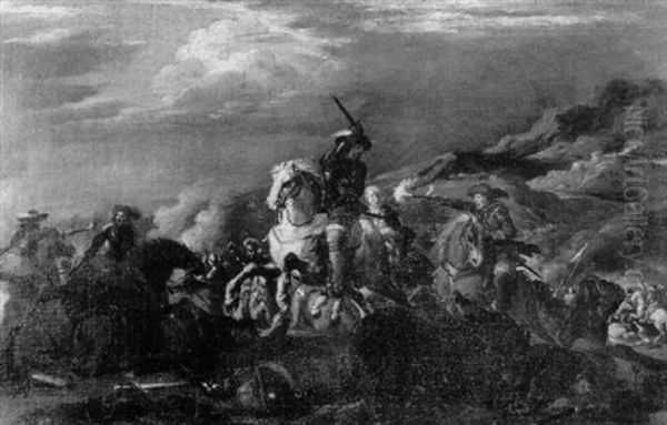 Die Reiterschlacht Oil Painting by or Huchtenburgh, Jan van Huchtenberg