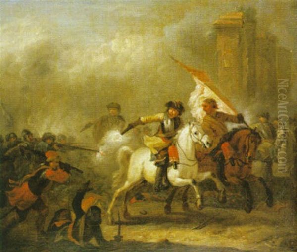 Bataljscen Oil Painting by or Huchtenburgh, Jan van Huchtenberg