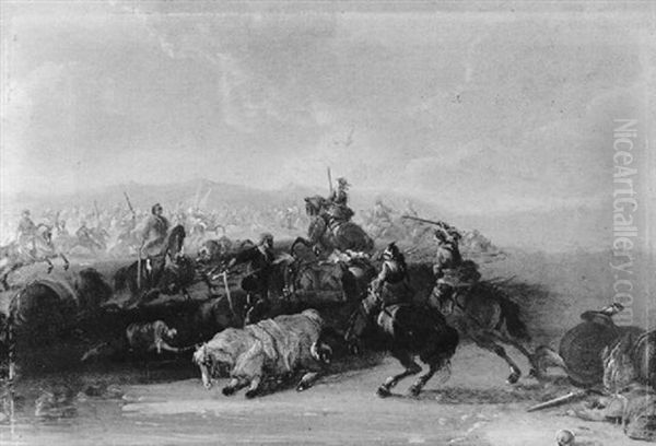 Reitergefecht Oil Painting by or Huchtenburgh, Jan van Huchtenberg