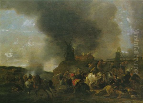Reiterschlacht Oil Painting by or Huchtenburgh, Jan van Huchtenberg
