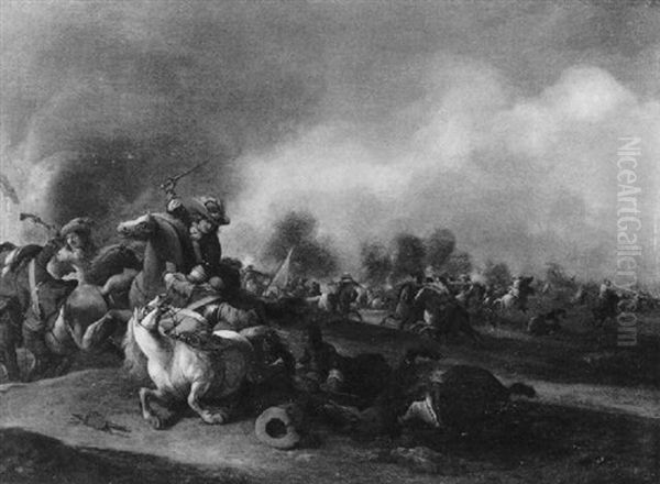 Reitergefecht Oil Painting by or Huchtenburgh, Jan van Huchtenberg