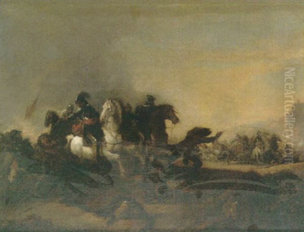 Bataljscen Oil Painting by or Huchtenburgh, Jan van Huchtenberg