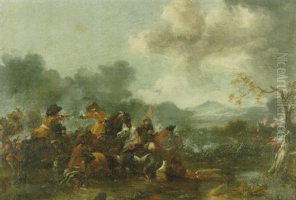 Ryttarbatalj Oil Painting by or Huchtenburgh, Jan van Huchtenberg