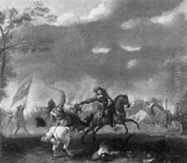 Reiterschlacht Oil Painting by or Huchtenburgh, Jan van Huchtenberg