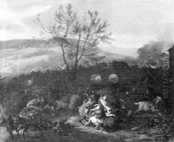 Reitergefecht Oil Painting by or Huchtenburgh, Jan van Huchtenberg