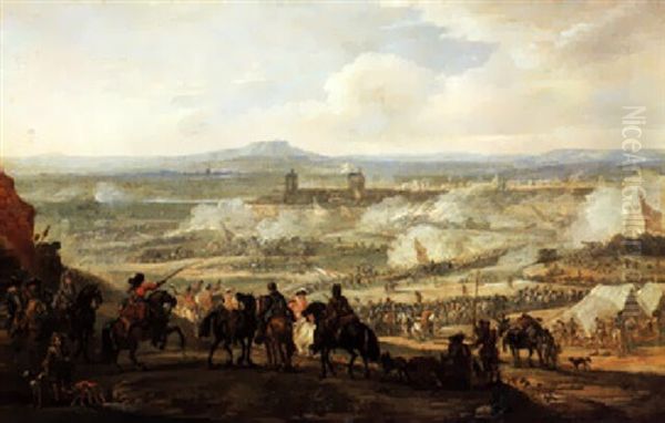 Reiterschlact Vor Einer Befestigten Stadt Oil Painting by or Huchtenburgh, Jan van Huchtenberg